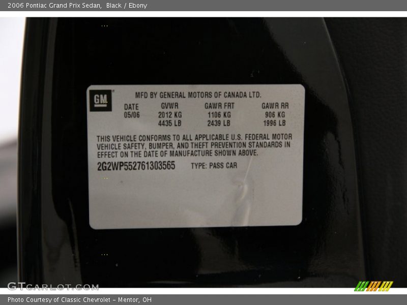 Black / Ebony 2006 Pontiac Grand Prix Sedan