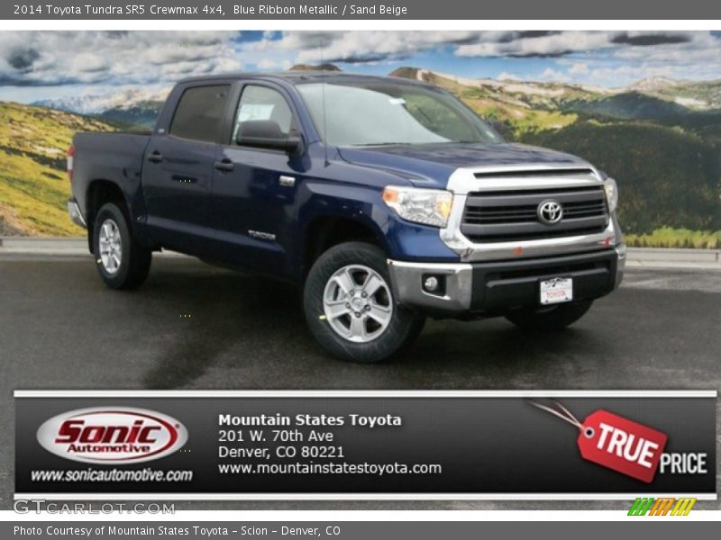 Blue Ribbon Metallic / Sand Beige 2014 Toyota Tundra SR5 Crewmax 4x4