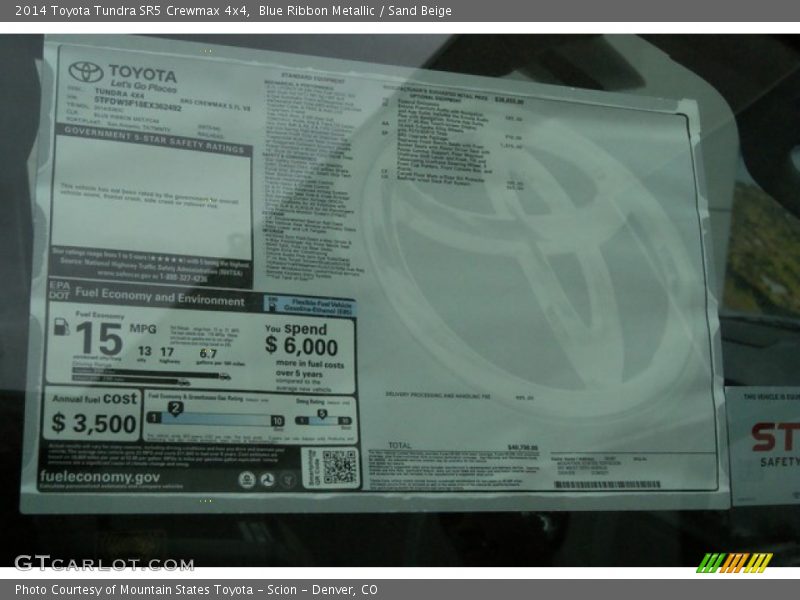 Blue Ribbon Metallic / Sand Beige 2014 Toyota Tundra SR5 Crewmax 4x4