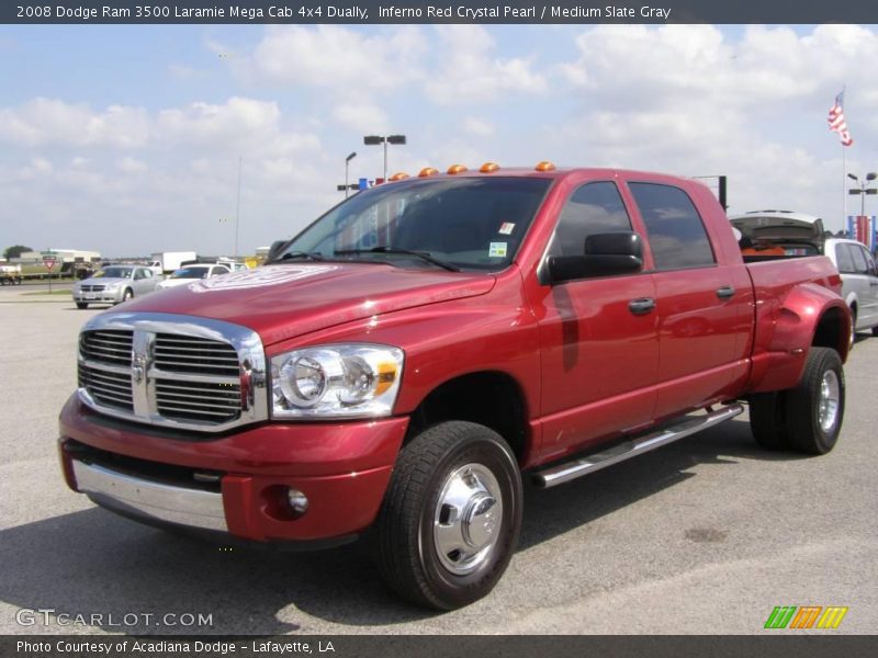 Inferno Red Crystal Pearl / Medium Slate Gray 2008 Dodge Ram 3500 Laramie Mega Cab 4x4 Dually