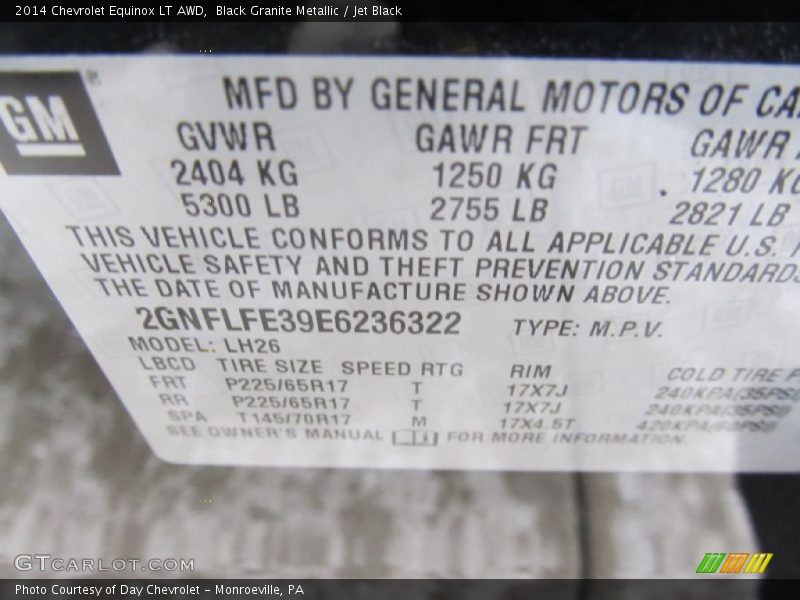 Black Granite Metallic / Jet Black 2014 Chevrolet Equinox LT AWD