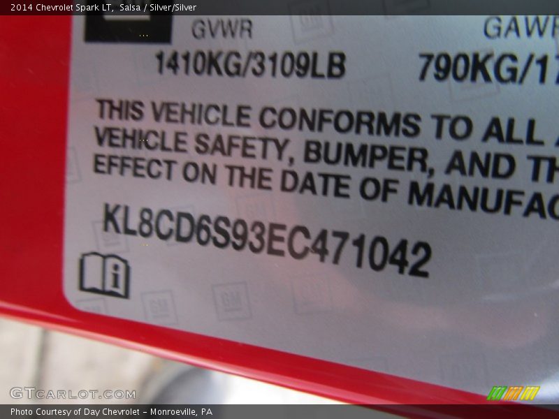 Salsa / Silver/Silver 2014 Chevrolet Spark LT