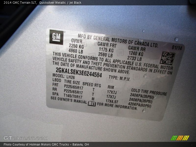 Quicksilver Metallic / Jet Black 2014 GMC Terrain SLT