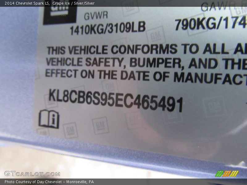 Grape Ice / Silver/Silver 2014 Chevrolet Spark LS