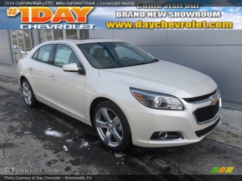 White Diamond Tricoat / Cocoa/Light Neutral 2014 Chevrolet Malibu LTZ