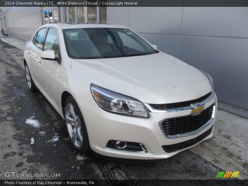 White Diamond Tricoat / Cocoa/Light Neutral 2014 Chevrolet Malibu LTZ