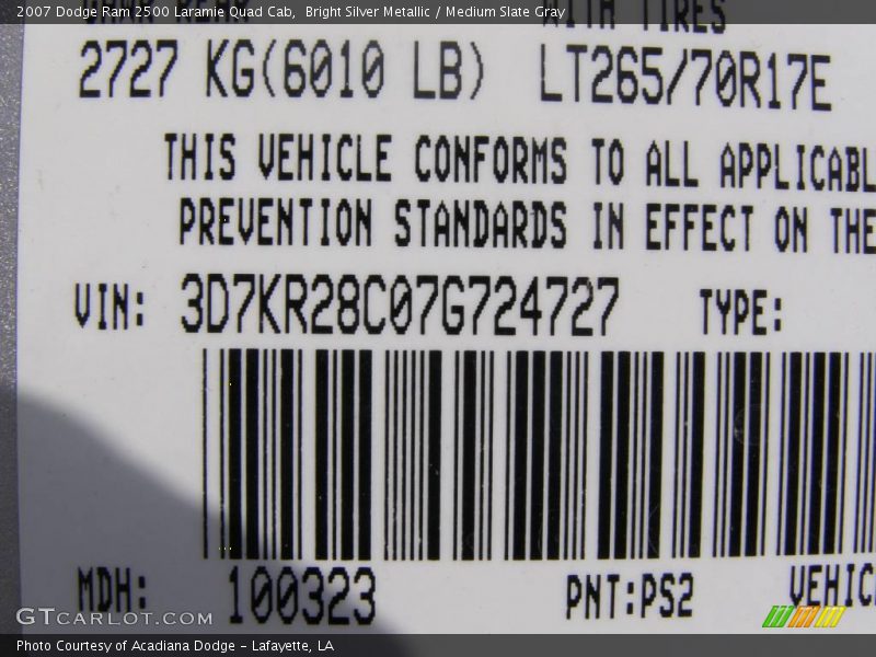 Bright Silver Metallic / Medium Slate Gray 2007 Dodge Ram 2500 Laramie Quad Cab
