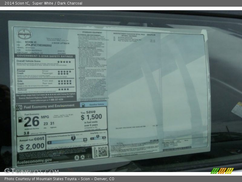 Super White / Dark Charcoal 2014 Scion tC