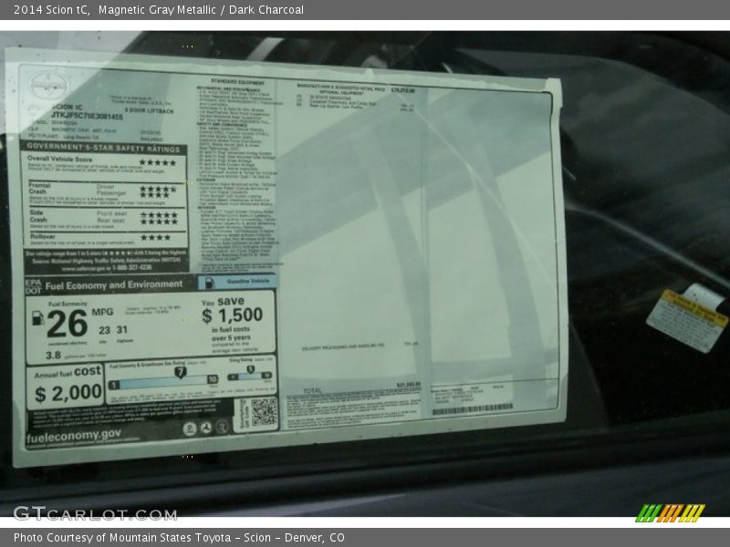 Magnetic Gray Metallic / Dark Charcoal 2014 Scion tC