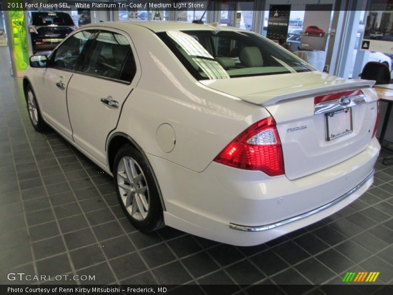 White Platinum Tri-Coat / Medium Light Stone 2011 Ford Fusion SEL