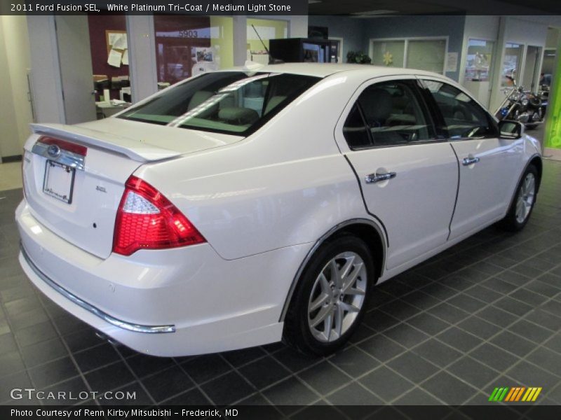 White Platinum Tri-Coat / Medium Light Stone 2011 Ford Fusion SEL