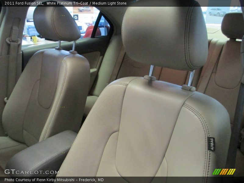 White Platinum Tri-Coat / Medium Light Stone 2011 Ford Fusion SEL