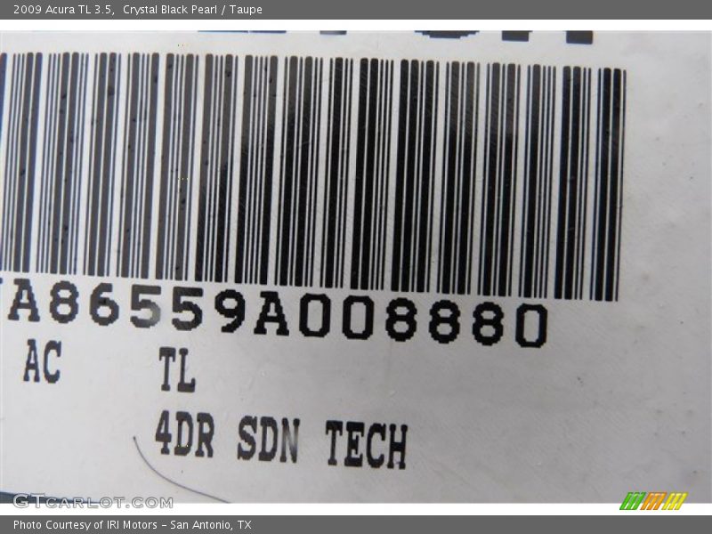 Crystal Black Pearl / Taupe 2009 Acura TL 3.5