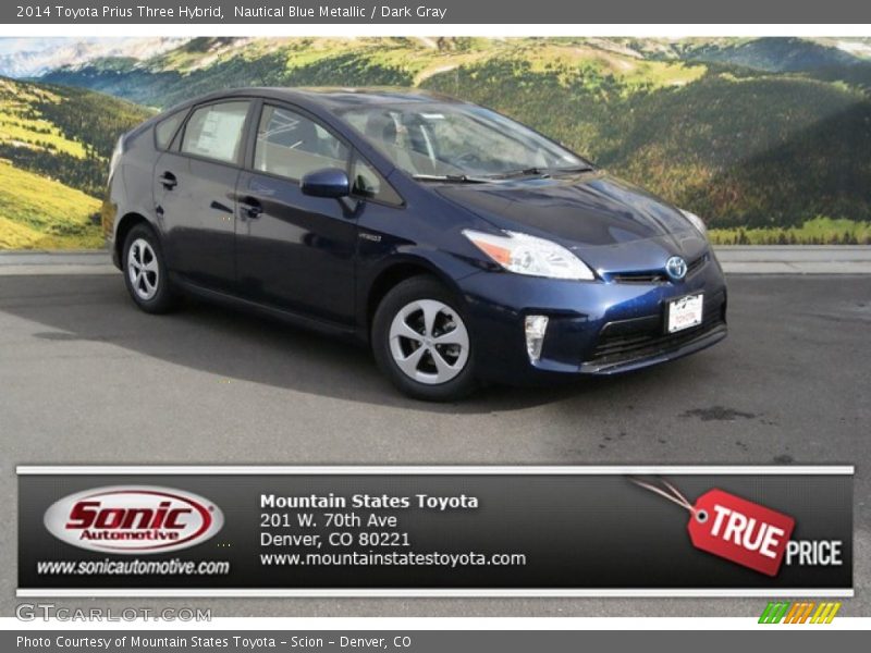 Nautical Blue Metallic / Dark Gray 2014 Toyota Prius Three Hybrid
