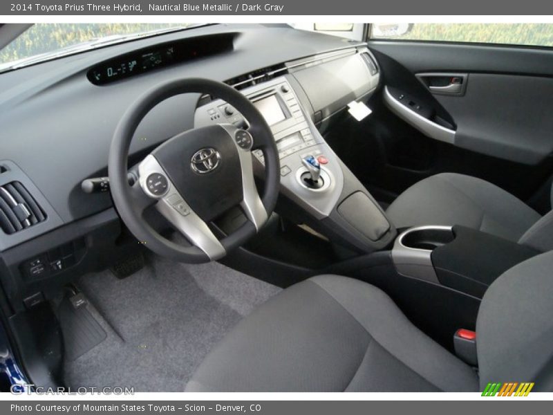 Nautical Blue Metallic / Dark Gray 2014 Toyota Prius Three Hybrid