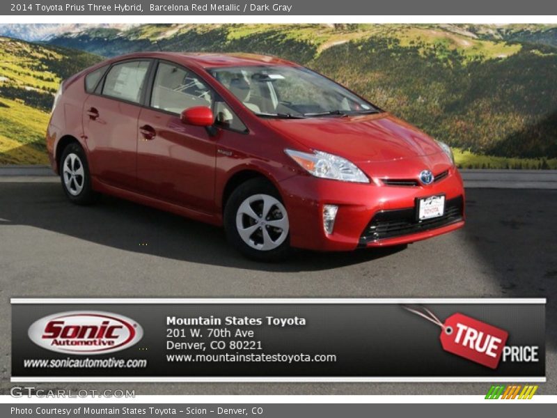 Barcelona Red Metallic / Dark Gray 2014 Toyota Prius Three Hybrid