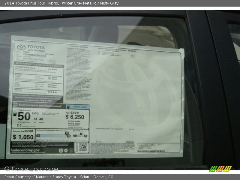 Winter Gray Metallic / Misty Gray 2014 Toyota Prius Four Hybrid