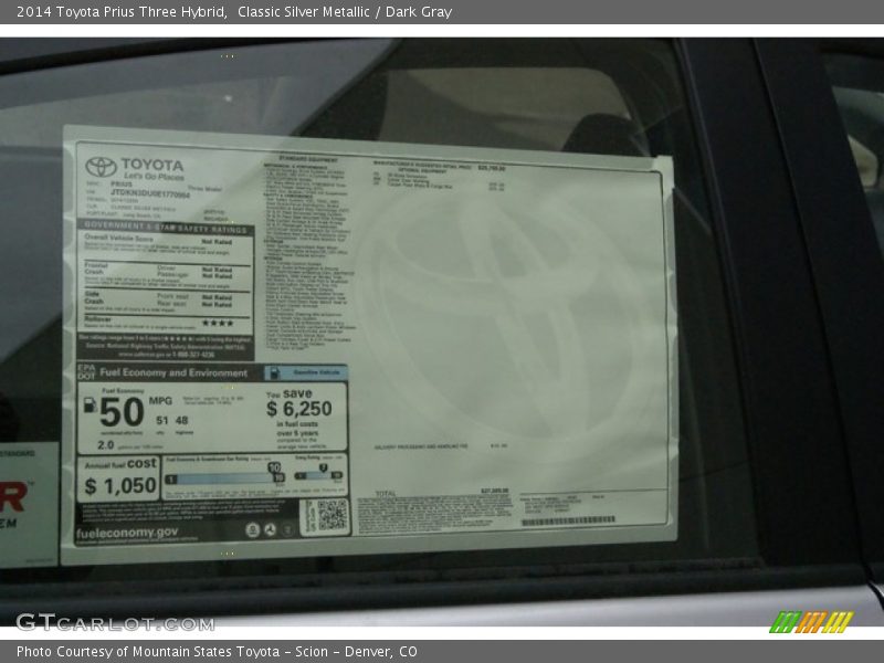 Classic Silver Metallic / Dark Gray 2014 Toyota Prius Three Hybrid