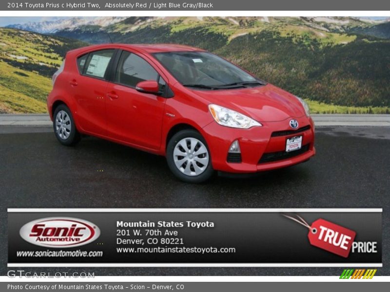 Absolutely Red / Light Blue Gray/Black 2014 Toyota Prius c Hybrid Two