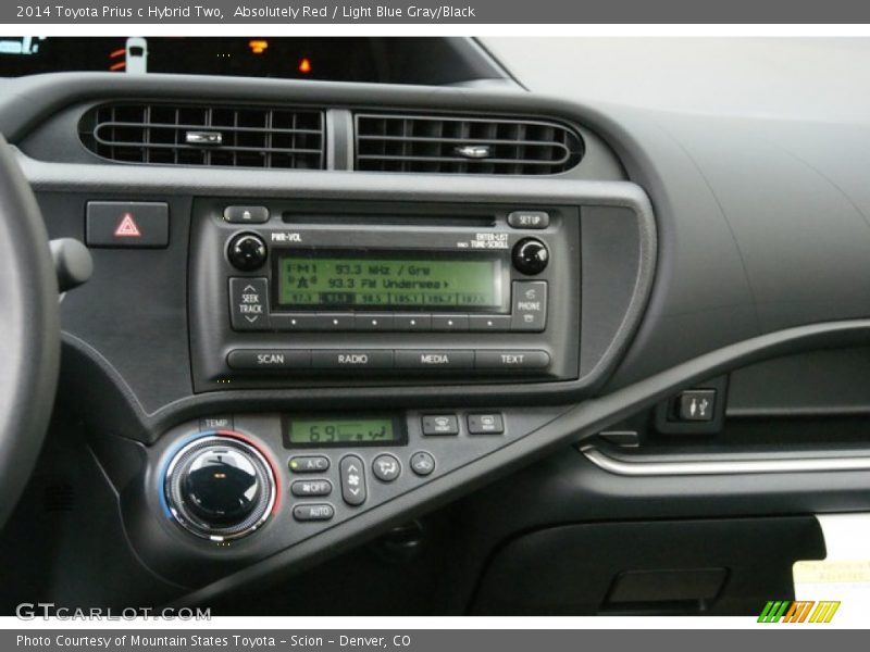 Absolutely Red / Light Blue Gray/Black 2014 Toyota Prius c Hybrid Two