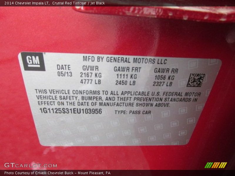 Crystal Red Tintcoat / Jet Black 2014 Chevrolet Impala LT
