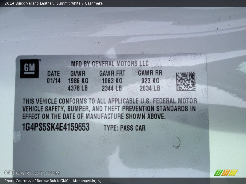 Summit White / Cashmere 2014 Buick Verano Leather