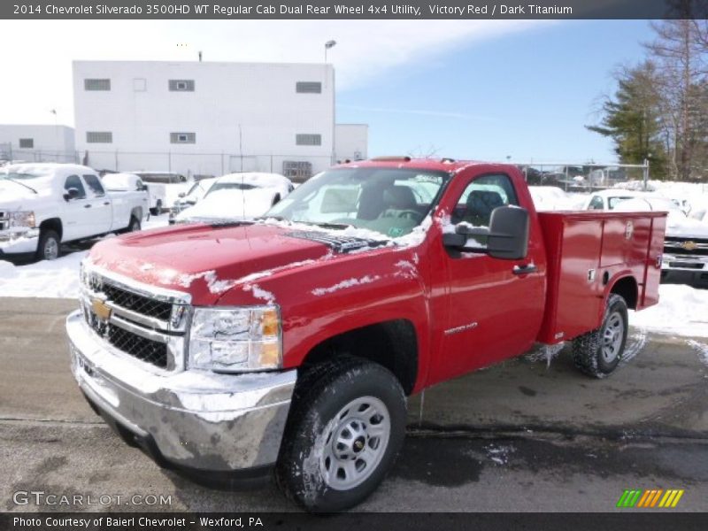 Victory Red / Dark Titanium 2014 Chevrolet Silverado 3500HD WT Regular Cab Dual Rear Wheel 4x4 Utility