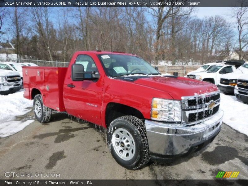 Victory Red / Dark Titanium 2014 Chevrolet Silverado 3500HD WT Regular Cab Dual Rear Wheel 4x4 Utility