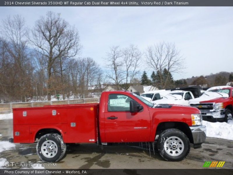 Victory Red / Dark Titanium 2014 Chevrolet Silverado 3500HD WT Regular Cab Dual Rear Wheel 4x4 Utility