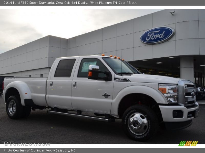 White Platinum Tri-Coat / Black 2014 Ford F350 Super Duty Lariat Crew Cab 4x4 Dually