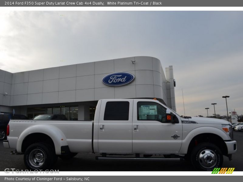 White Platinum Tri-Coat / Black 2014 Ford F350 Super Duty Lariat Crew Cab 4x4 Dually