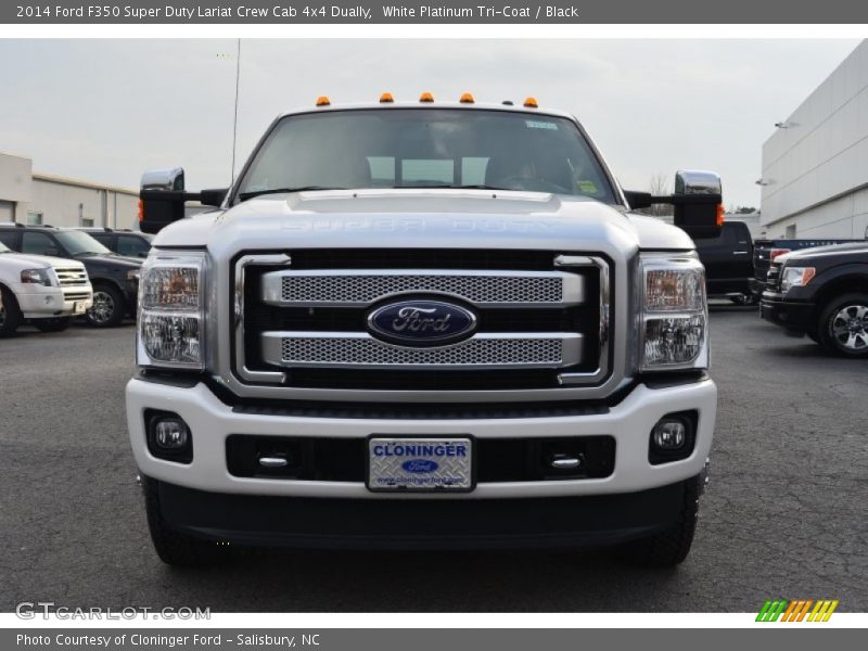 White Platinum Tri-Coat / Black 2014 Ford F350 Super Duty Lariat Crew Cab 4x4 Dually