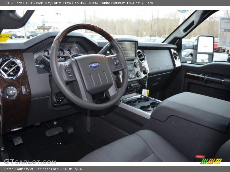 White Platinum Tri-Coat / Black 2014 Ford F350 Super Duty Lariat Crew Cab 4x4 Dually