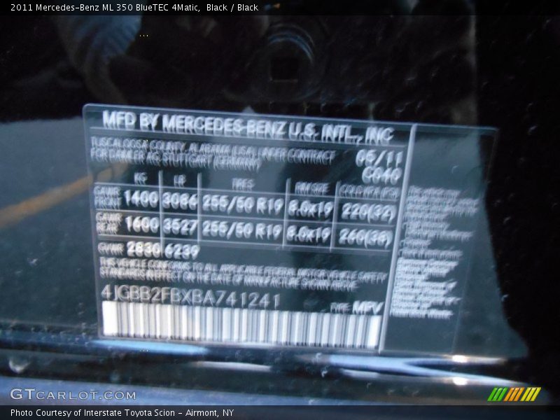 Black / Black 2011 Mercedes-Benz ML 350 BlueTEC 4Matic