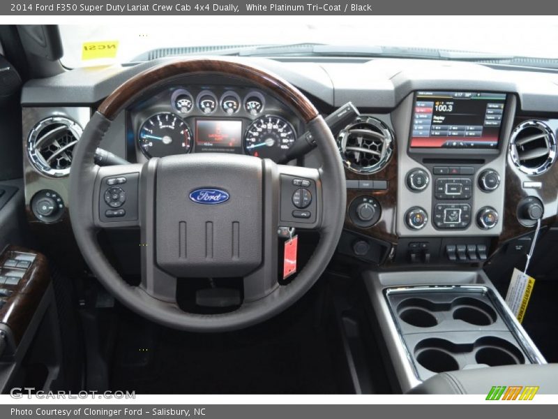 White Platinum Tri-Coat / Black 2014 Ford F350 Super Duty Lariat Crew Cab 4x4 Dually