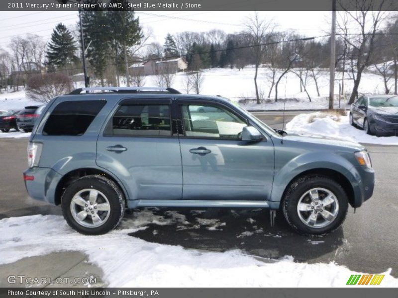Steel Blue Metallic / Stone 2011 Mercury Mariner Premier V6 AWD