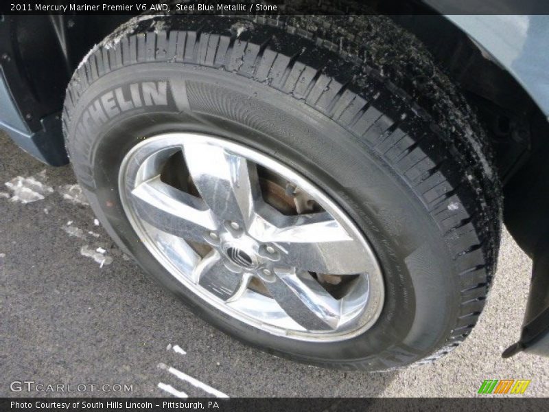 Steel Blue Metallic / Stone 2011 Mercury Mariner Premier V6 AWD