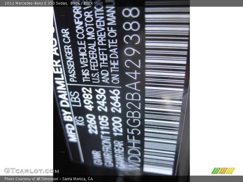 Black / Black 2011 Mercedes-Benz E 350 Sedan