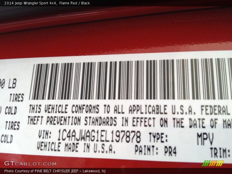 Flame Red / Black 2014 Jeep Wrangler Sport 4x4