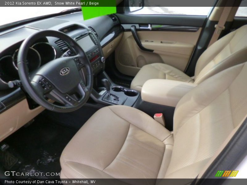 Snow White Pearl / Beige 2012 Kia Sorento EX AWD