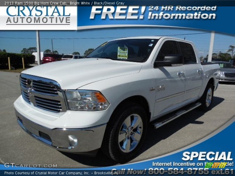 Bright White / Black/Diesel Gray 2013 Ram 1500 Big Horn Crew Cab