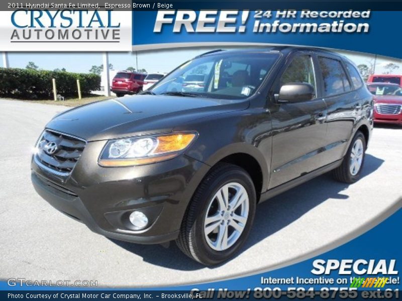 Espresso Brown / Beige 2011 Hyundai Santa Fe Limited