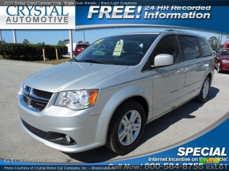 Bright Silver Metallic / Black/Light Graystone 2012 Dodge Grand Caravan Crew
