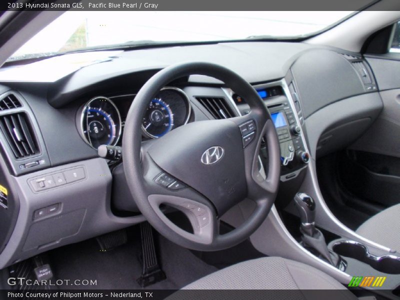 Pacific Blue Pearl / Gray 2013 Hyundai Sonata GLS