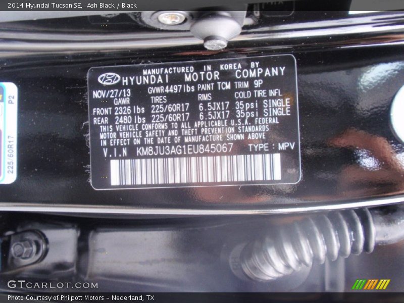 Ash Black / Black 2014 Hyundai Tucson SE