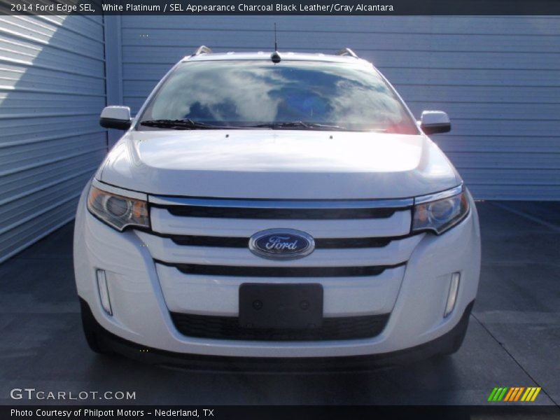 White Platinum / SEL Appearance Charcoal Black Leather/Gray Alcantara 2014 Ford Edge SEL