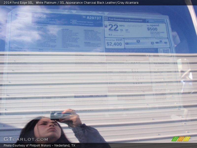 White Platinum / SEL Appearance Charcoal Black Leather/Gray Alcantara 2014 Ford Edge SEL