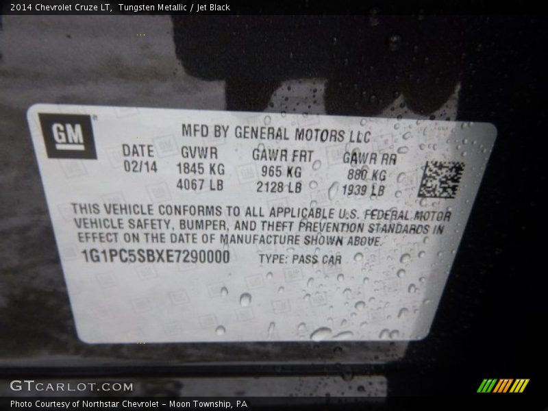 Tungsten Metallic / Jet Black 2014 Chevrolet Cruze LT