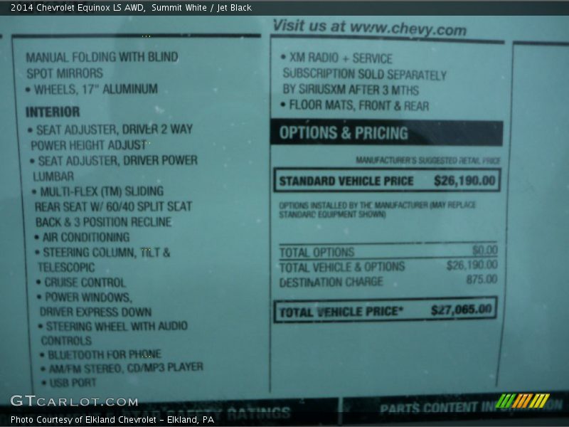 Summit White / Jet Black 2014 Chevrolet Equinox LS AWD