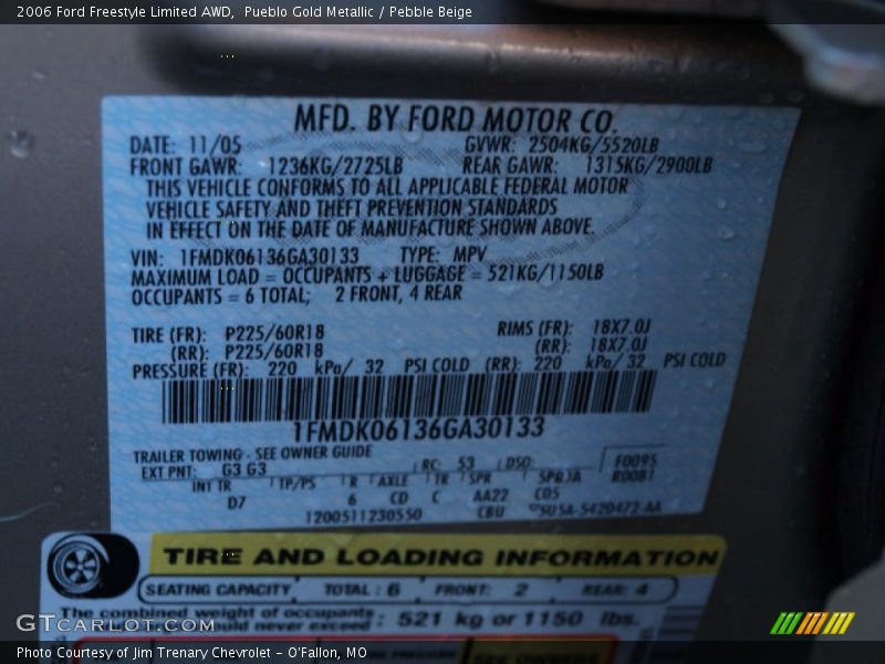 Pueblo Gold Metallic / Pebble Beige 2006 Ford Freestyle Limited AWD